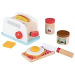 Set mic dejun de jucarie Toaster din lemn cu accesorii - Prajitor de paine pentru copii